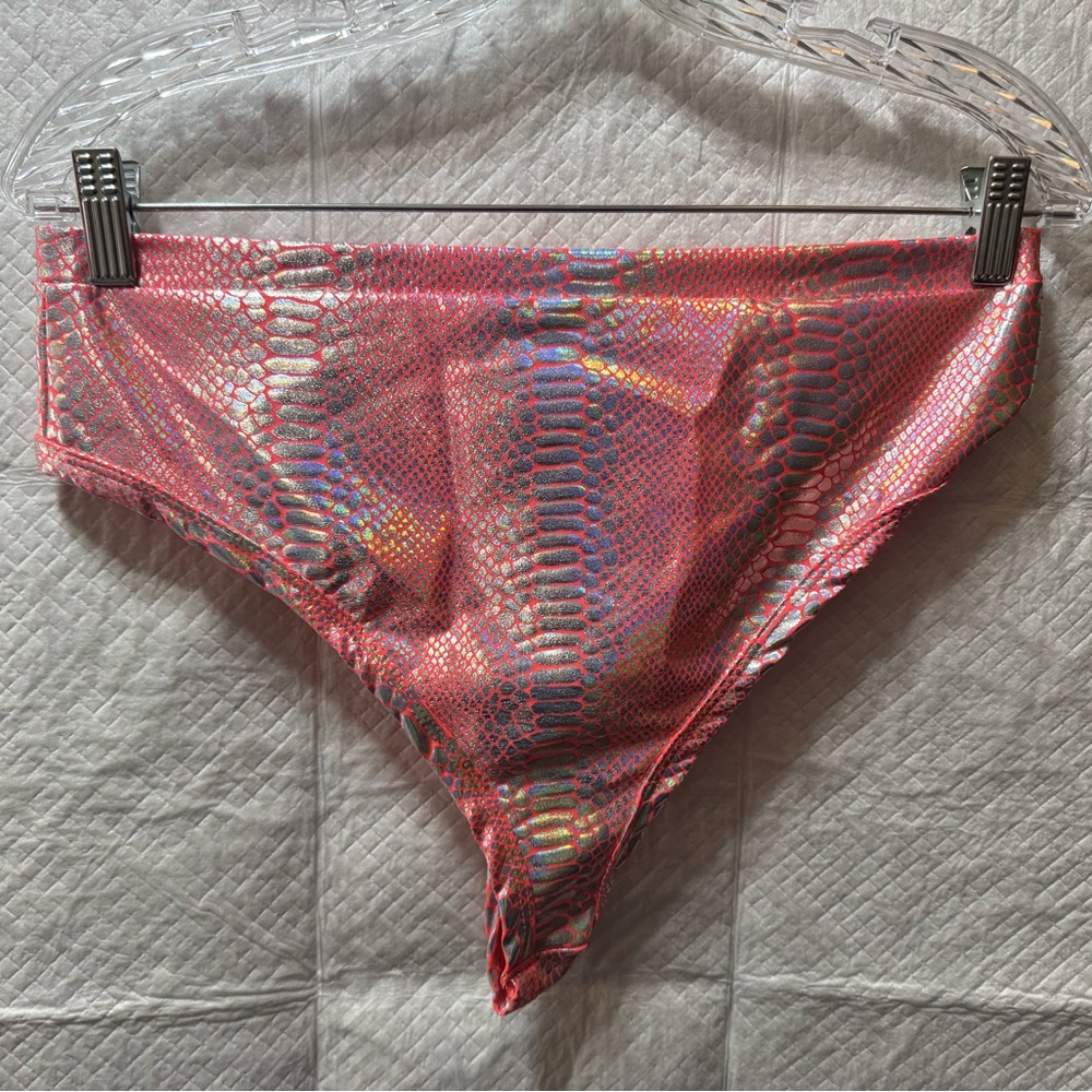 Pink Iridescent Snakeskin Bikini Bottom